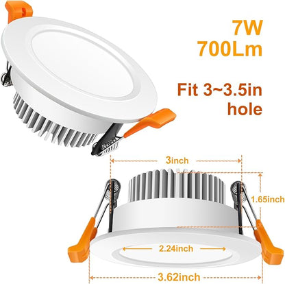 LEDLightsWorld 3.5 Inch LED Recessed Lighting Dimmable Downlight, 7W (55W Halogen Equivalent), 4000K Nature White, CRI80, Recessed Ceiling Light with LED Driver (8 Pack)