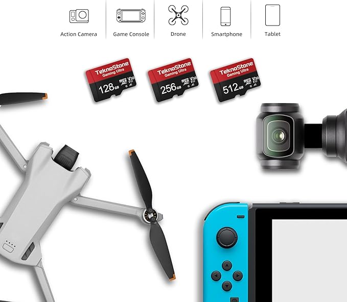 Gaming 128GB MicroSDXC Flash Memory with Adapter 100MB/s Read 50MB/s Write Speed UHS-I C10 U3 V30 A1 Rated HD Support TF Card Suitable for Nintendo-Switch 1 Steam Deck ROG Ally (1 Pack)