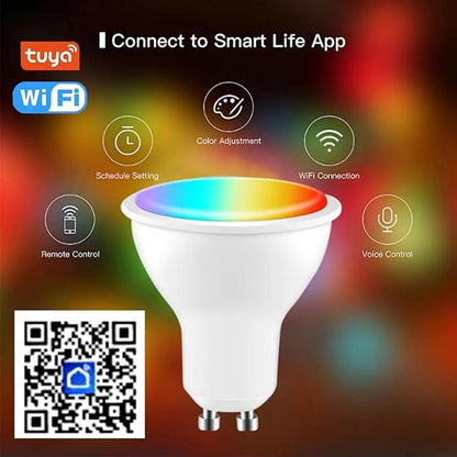 TUYA GU10 LED Bulb 8W RGB Smart Light Blubs Dimmable WiFi Control AC 85-265V Compatible with Alexa Google Home Voice,4pcs