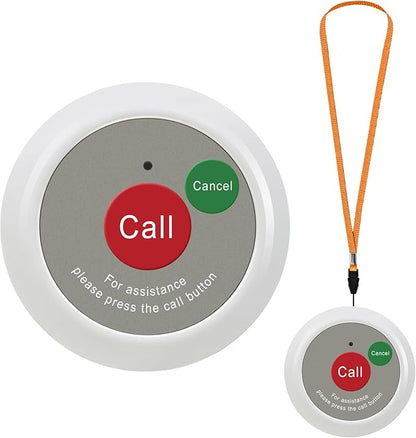 Upgrade Caregiver Call Button,Wireless Caregiver Pager Calling System,1000ft, 1 Alert Emergency Call Button for Medical Clinic Nurses Station Home Hospital