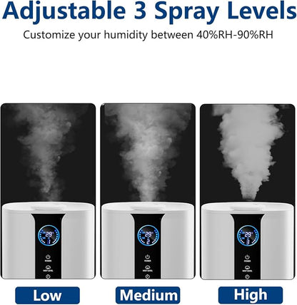 KZF 9L Smart Humidifiers for Bedroom Large Room, 2.3Gal Cool Mist Top Fill Diffuser App & Remote Control, 3 Mist Modes, Quiet Humidifier for Home Office Plant (App Control, White)