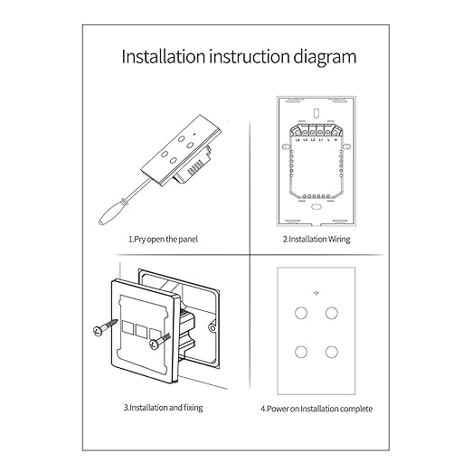 Smart Light Switch, Wi-Fi Enabled, White Glass Panel, Compatible with Apple HomeKit, Google Assistant, Alexa, No Neutral Wire Required, Touch Control (Wall Switch 1 Gang)