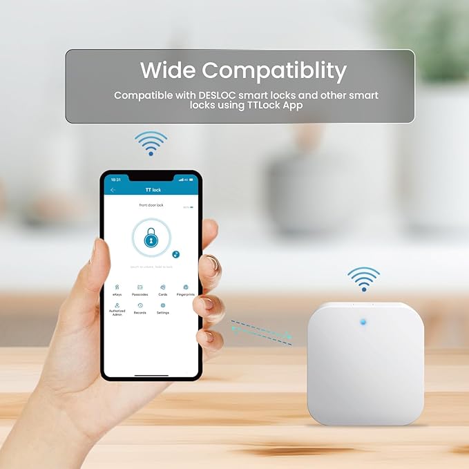 DESLOC G2 Smart Lock Wi-Fi Gateway, Gateway for Smart Door Lock, Wi-Fi Bridge, Remote Control Smart Lock, Compatible with TTLock App, Compatible with Alexa, Google Assistant