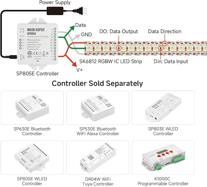 BTF-LIGHTING RGB+Natural White SK6812 LED Strip 3.28FT 144LED IP30 DC12V | RGBW Individually Addressable UL Listed 4 Colors in 1 Light (Similar WS2812B) White PCB(No Adapter or Controller)
