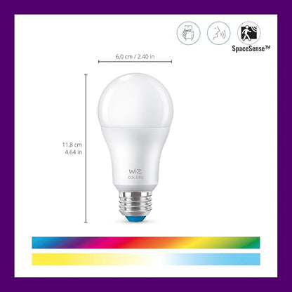 WiZ Connected LED Smart Light Bulbs, Sunset to Sunrise Automation + Motion Detection + Control with Voice or App, Full Color A19 60W 800LM E26 Indoor, Matter Compatible - 6 Pack