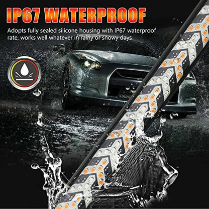 60 Inch Arrow 528smd LED Truck Tailgate Light Bar Strip, Amber Sequential Turn Signal, RED Strobe Warning Brake Light Kit