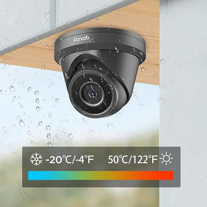 5MP PoE Dome Camera Outdoor, Wired Surveillance Security IP Turret Camera with Microphone, 2.8mm Lens 110° Wide Angle, AI Human Detection, IP67 Weatherproof, 100ft IR Night Vision, PD93A3-5M