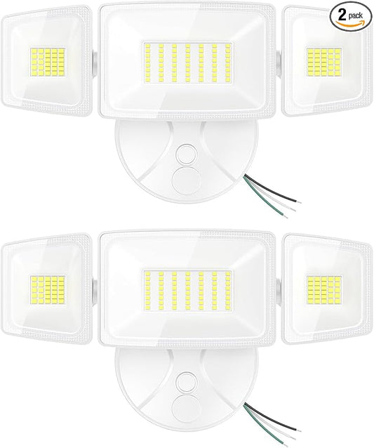 Onforu 2 Pack 75W Flood Lights Outdoor, 7000LM LED Flood Lighting Outdoor Switch Controlled, IP65 Waterproof Exterior Floodlight Fixture with 3 Adjustable Heads, 6500K Security Light for Garage Yard