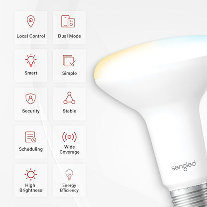Sengled Dual Mode Smart Light Bulbs, Remote & App Control Smart Bulb , Tunable White BR30 Led Bulb 2700K-6500K 100W, Group Control, Timer, Sunrise & Sunset (4P No Remote, No Support Alexa & Google)