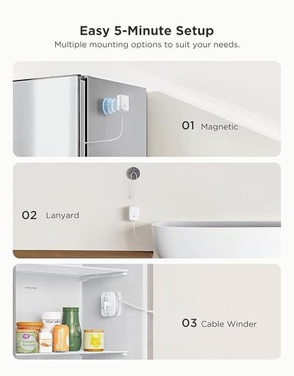 GoveeLife Bluetooth Refrigerator Thermometer Sensor with Alarm, 1-Pack | Monitor fridge/freezer temp remotely with app alerts & buzzer 230ft range. For kitchen/hot tub, gateway not included