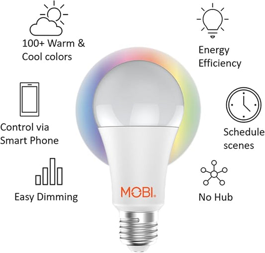 Smart Led Light Bulb | Multicolor Changing/controlled Bulbs, No Hub, Wireless Lights Bulb 2 Pack Kit