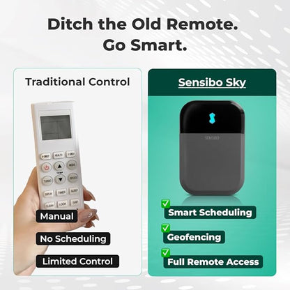 Sensibo Sky, Smart Wireless Air Conditioner Controller. Quick & Easy DIY Installation. Maintains Comfort with Energy Efficient. Automatic Wifi Thermostat Control App. Google, Alexa and Siri Compatible