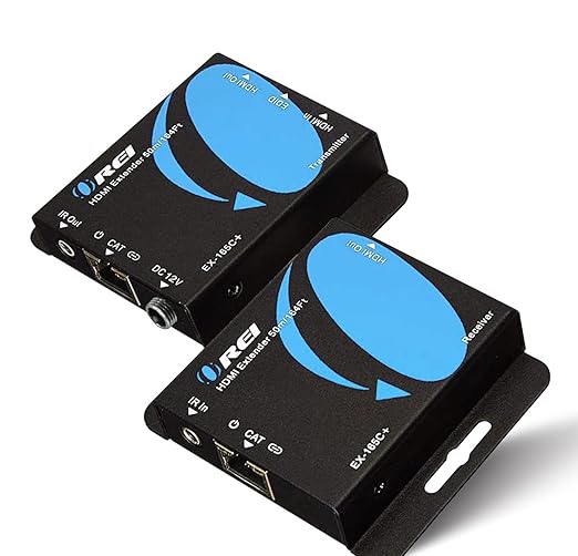 OREI 4K HDMI Extender over ethernet CAT5/CAT6/CAT7 Up To 165 Feet At 1080@60hz - HDMI 1.4 & HDCP 1.4 Compliant with One Way IR Pass Through, HDMI Loop Output & Power Over Cable