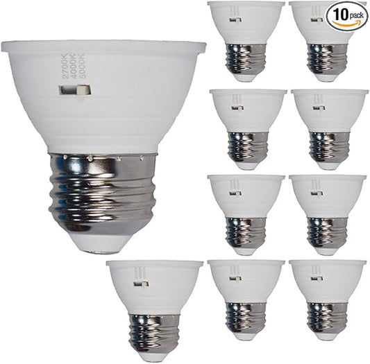 3CCT PAR16 Dimmable LED E26 Bulbs 10 Pack, Short Neck Led Light, 5W=50W, 500LM Mini Flood Lights, 2700K/4000K/5000K Selectable, for Track Lighting, Kitchen