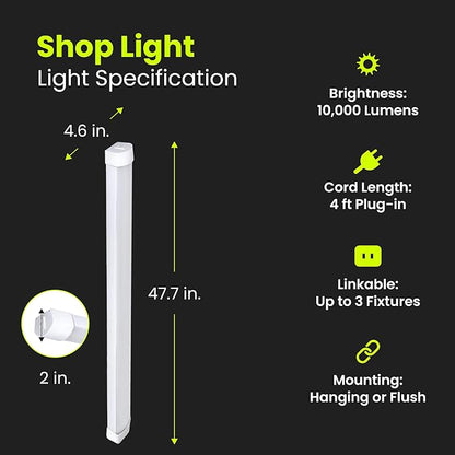 Feit Electric 4 ft. Smart WiFi 105-Watt LED Shop Light, No Hub Required, Alexa or Google Assistant, 3000K/4000K/5000K Color Temperature CCT Changing, SHOP/4/HO/CCT/AG