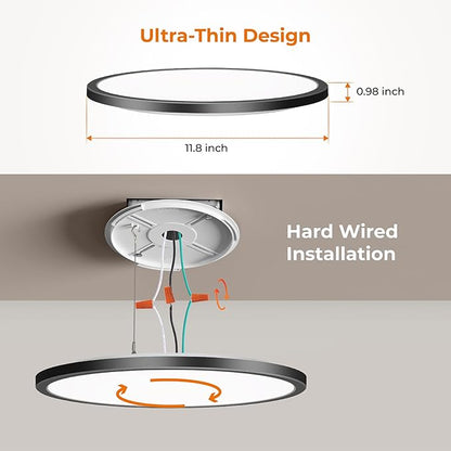 Matane Motion Sensor LED Ceiling Light with Remote, 12 Inch Wired Flush Mount Light 3000K 4000K 5000K, 2400LM Dimmable Motion Sensor Light Indoor for Closet Hallway Laundry Stairs Black New Version