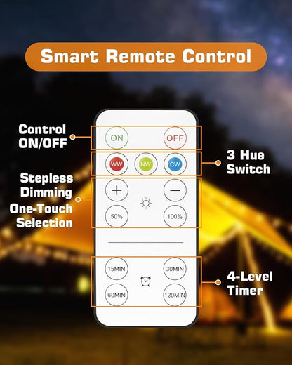 BoRccdit CordlessGlow 15W A19 Rechargeable Light Bulbs with Remote, 3 Color Temperatures + Dimmable Battery Operated Light Bulb, up to 24 Hours,6pk