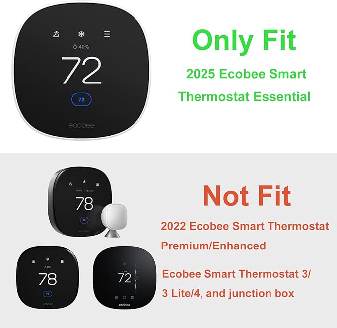 Wall Plate Cover Compatible with Ecobee Smart Thermostat Essential, Practical Ecobee Thermostat Trim Kit, Programmable WiFi Thermostat Accessory (Black Magic) (White)