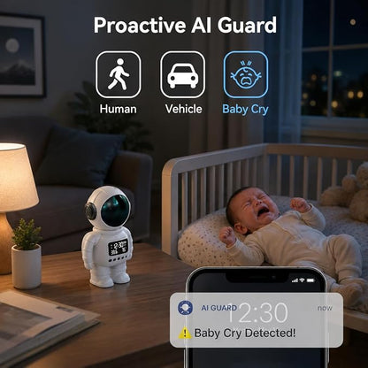 DYPCO 2K Clock Camera for Home Security, Smart Alarm Clock Camera with 2.4G/5G WiFi, Indoor Camera with Phone App, AI Motion Detection, Color Night Vision, Two-Way Audio, Cloud & SD Storage