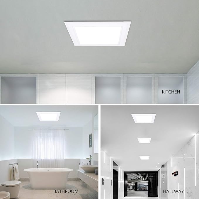 (OD 9.84" / ID 8.66") 15W Square LED Recessed Ceiling Light LED Downlight 130 Watt Equivalent 1400 Lumens 4000K White with Open Trim,1Pack