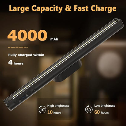 Rechargeable Magnetic LED Light Bar, 4000mAh Wireless Closet Light