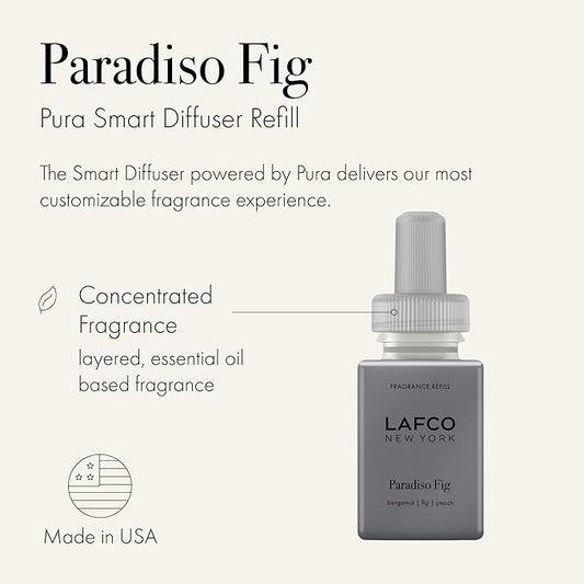 LAFCO New York Pura Smart Device Refill, Paradiso Fig - Pack of 2 - Each Vial Delivers Up to 2 Weeks of Fragrance Life - Made in the USA