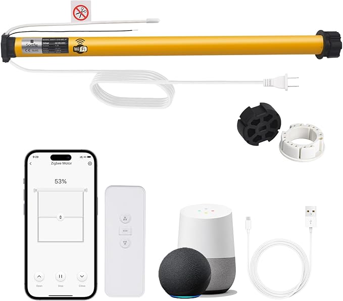 WiFi Blinds Motor for 1.75"(43mm) Tube, Electric Windows Shade, Smart Tubular Motor, App Timer and Group Control, Compatible with Alexa and Google Home