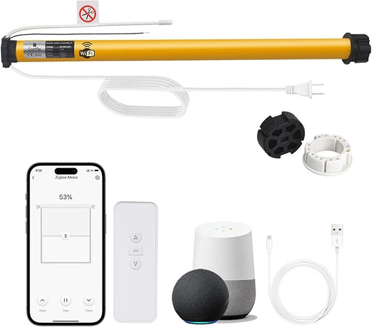 WiFi Blinds Motor for 1.75"(43mm) Tube, Electric Windows Shade, Smart Tubular Motor, App Timer and Group Control, Compatible with Alexa and Google Home