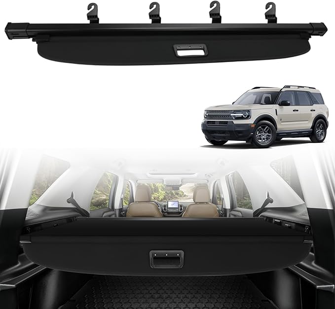 Retractable Cargo Cover Compatible with Ford Bronco Sport 2021 2022 2023 2024 2025 Rear Cargo Security Trunk Cover, Car Storage Privacy Screen Trunk Luggage Tonneau Security Shade Protector Cover