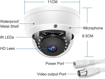 5MP Surveillance Security Camera Dome TVI/AHD/CVI/CVBS CCTV Analog BNC Wired Cameras 4-in-1 Home Indoor/Outdoor Waterproof 3.6mm Lens IR Night Vision Metal Housing Compatible 5MP 8MP DVR