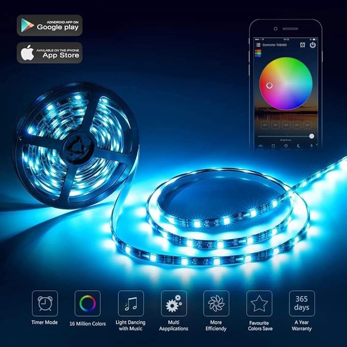 Smart LED WiFi Controller, Updated Wireless 24 Keys RF Remote Control for GRB BGR RGB LED Strip Lights, Compatible with Alexa Google Assistant IFTTT with Free Magic Home App (2 Pack)