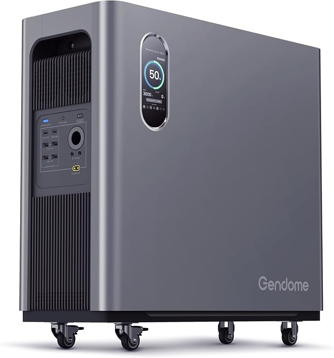 Gendome Portable Power Station Home3000, 3072Wh LiFePO₄ Battery, 3000W AC/140W USB-C Output, 17 Output Ports, Power Station for Home Use RVs Camping Emergencies