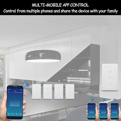 Smart Light Touch Wall Switches for Brilliant Glass 2.4GHz Zigbee 4 Gang White Tuya Easy to Install Must Connection Tuya Gateway（Hub） Realize Whole-House Intelligence (White 4 Gang)
