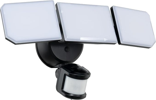 Guardian Flood and Security Wall Light with 3 Lights 3,400 Lumens 30 Watts and Programmable Motion and Photo Sensor in Black