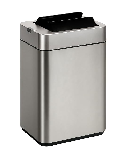 ELPHECO Slim Bathroom Trash Can with Lid 2.6 Gallon Smart Trash Can Silver