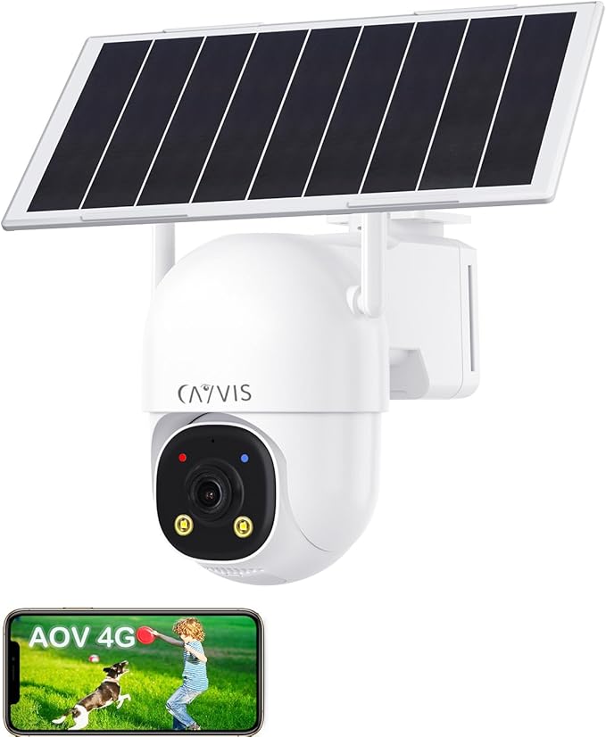 4G Cellular Solar Security Camera Wireless Outdoor,Solar Camera with SIM Card,Solar Powered Camera, 2K Color Night Vision, PTZ 355°/90, AI Motion Detection,AOV 24/7 Recording,IP66,No WiFi