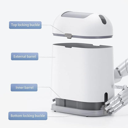 ELPHECO Bathroom Trash Can with lid, 2.5 Gallon, Motion Sensor, White Grey