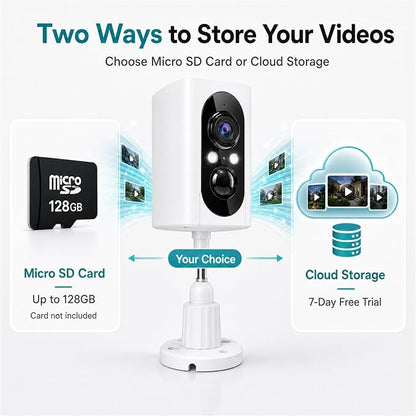 355° Pan Rotate Cameras 2 Pack, 2K Video, Security Cameras Wireless Outdoor