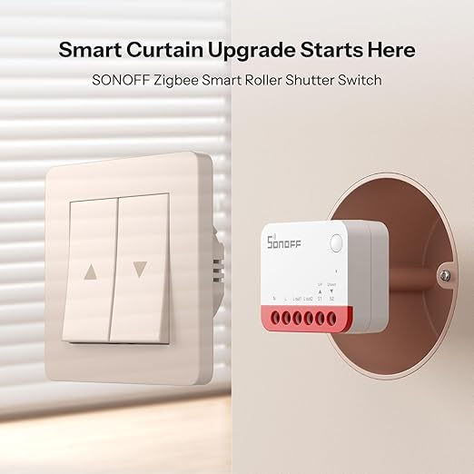 SONOFF Zigbee Smart Roller Shutter Switch, MINI-ZBRBS, Mini Size, Percentage Control, Zigbee Repeater, Alexa/Google Assistant/Home Assistant Support, Neutral Wire Required, 2-Pack