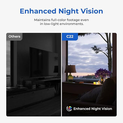 IMILAB C22 3K Security Indoor Camera, 360° View Home Camera with Color Night Vision for Baby/Pet Monitor, Plug-in 2.4Ghz WiFi 6 Inside Cam, 2-Way Audio, AI Detection, Local/Cloud Storage(White)