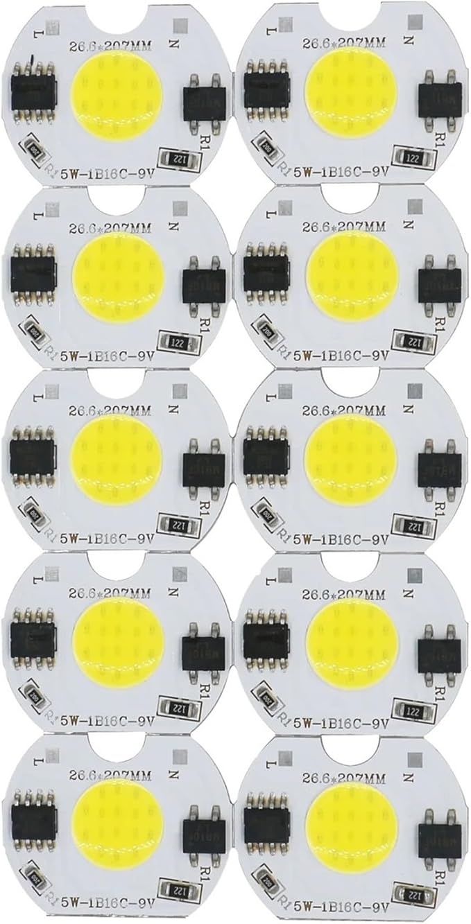 10pcs LED COB Lamp Bead 5W 9V COB Chip 220V Smart IC No Need Driver DIY Flood Light Led Bulb Spotlight Outdoor Chip Lamp(Coldwhite)