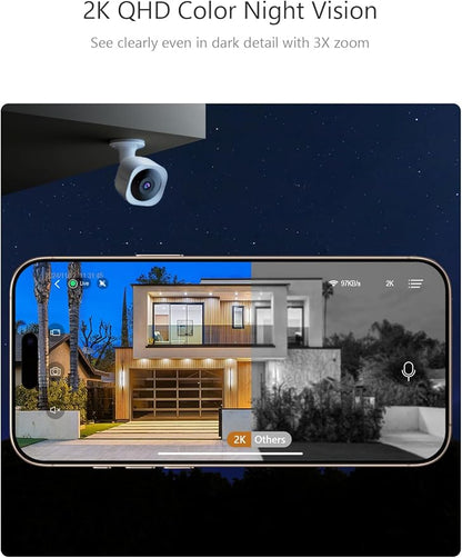 Security Cameras Wireless Outdoor Magnetic, 2.4G WiFi 2K Battery Powered, AI Motion Detection, Color Night Vision, 2-Way Talk, Waterproof,Cloud/SD Storage, Compatible with Alexa (White-1Pack)