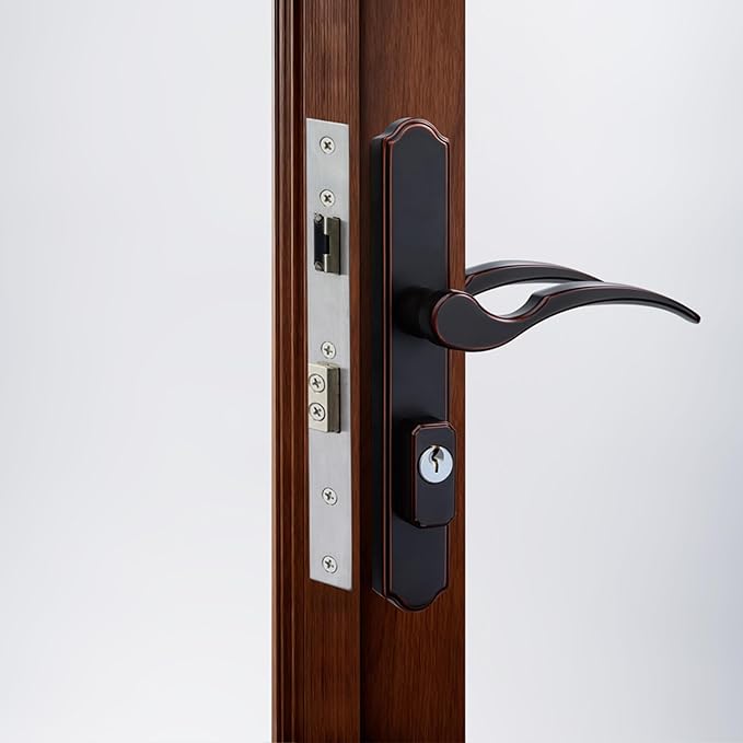House Guard Storm Door Handle Replacement with Lock, Fits Storm & Screen Doors, for 1.1–1.97 Inch Thick Doors, 0.87 Inch & 1.02 Inch Backset, 2.5 Inch Center-to-Center Spacing (Oil Rubbed Bronze)
