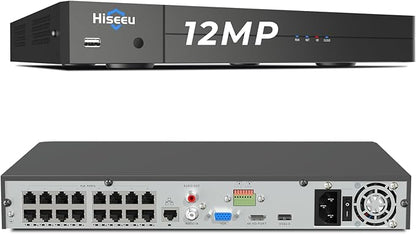 Hiseeu 12MP 16CH PoE NVR Network Video Recorder for Home Security Camera System, Work with 12MP/8MP/5MP/4MP/3MP/1080P PoE Security Camera, Motion Detect,24/7 Recording, Smart Playback, No Hard Drive