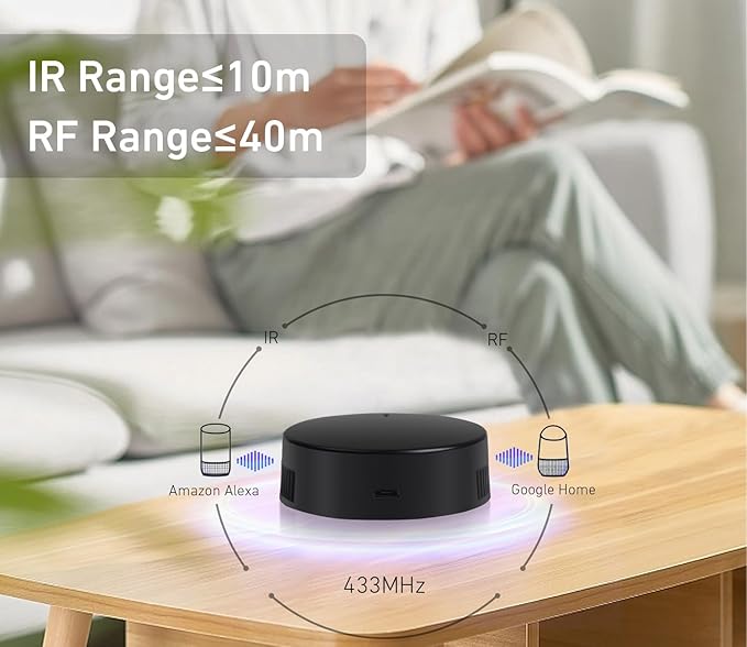 Rollerhouses WiFi IR&RF Smart Remote Control Hub for Smart Home Automation, TV, Curtain, Shades Remote - Tuya/Smart Life App Control, Voice Control with Alexa&Google Assistant