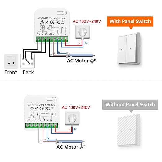 DieseRC WiFi Smart Roller Shutter Controller Module with 433Mhz RF Remote Control, Tuya APP WiFi Control Compatible with Alexa/Google Home APP Control and Manual Switch