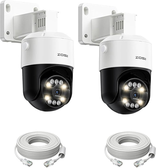 ZOSI 2 x C296 8MP PoE IP Camera, 4K Pan Tilt Security Audio Camera Outdoor