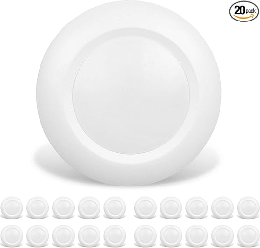 20 Packs 4 Inch LED Low Profile Recessed & Surface Mount Disk Light, Round, 10W, >600 Lumens, 5000k Daylight White, CRI80, DOB Design, Dimmable, ETL Listed, White