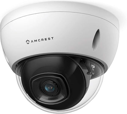 Amcrest UltraHD 4K (8MP) AI Outdoor Security POE IP Camera, 4K @30fps, Face Detection, Human & Vehicle Detection, IK10 Vandal Resistant Dome, MicroSD Recording, White (REP-IP8M-2693EW-AI) (Renewed)