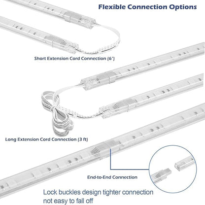 Cefrank Color Cabinet Lighting, 4pcs 12" Linkable RGB LED Light Bar Kit for Display Cabinet, Smart App & Remote Control, Music Sync, Scene Modes, Multi-Colors